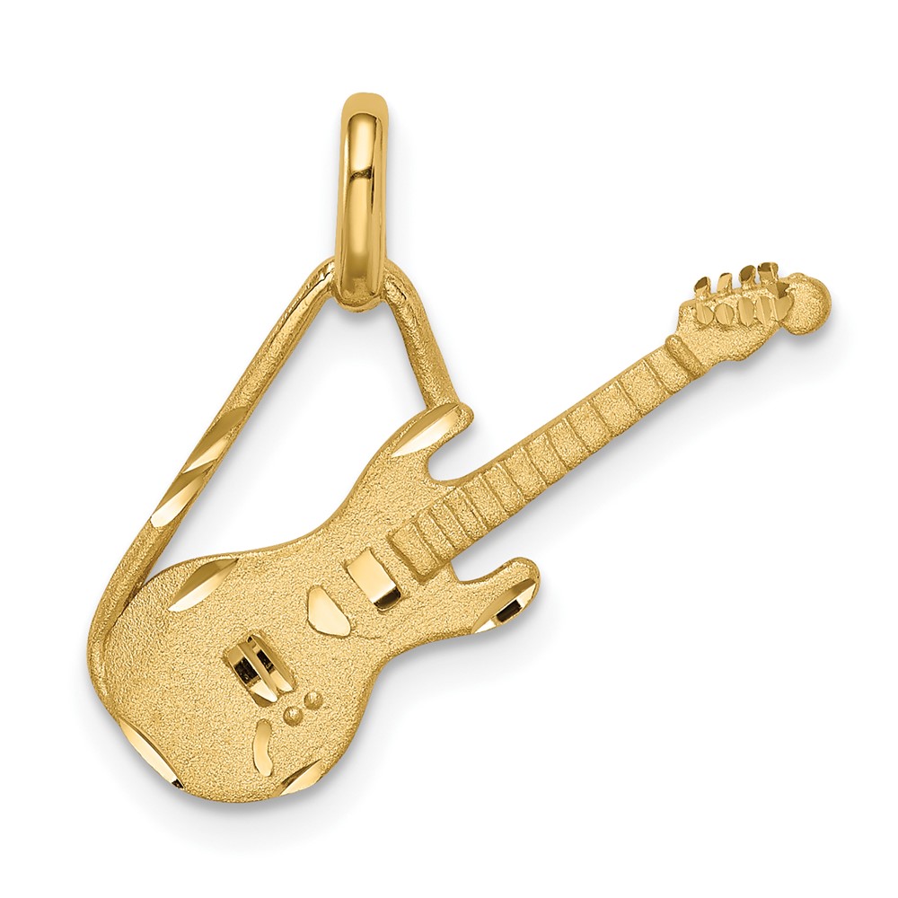 14K Brushed & Diamond-cut Guitar Pendant (D4622)