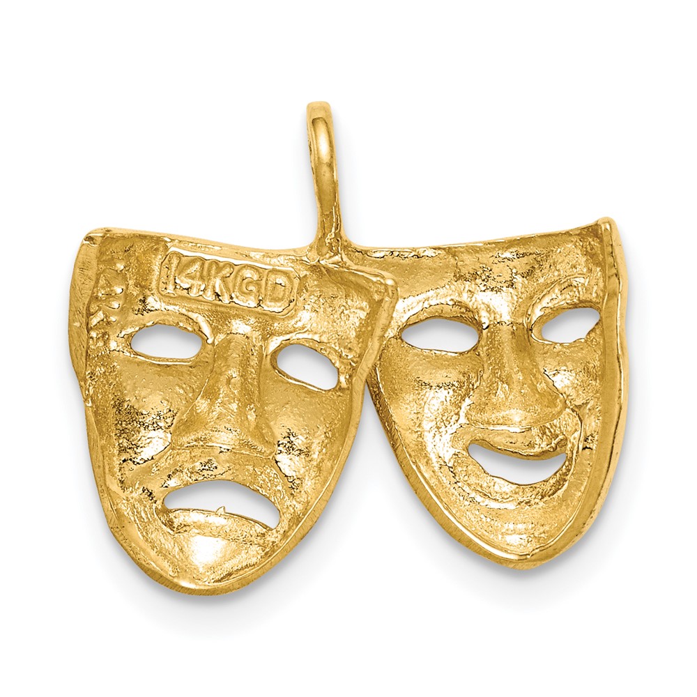 14K Polished Comedy/Tragedy Theater Masks Pendant (D4625)