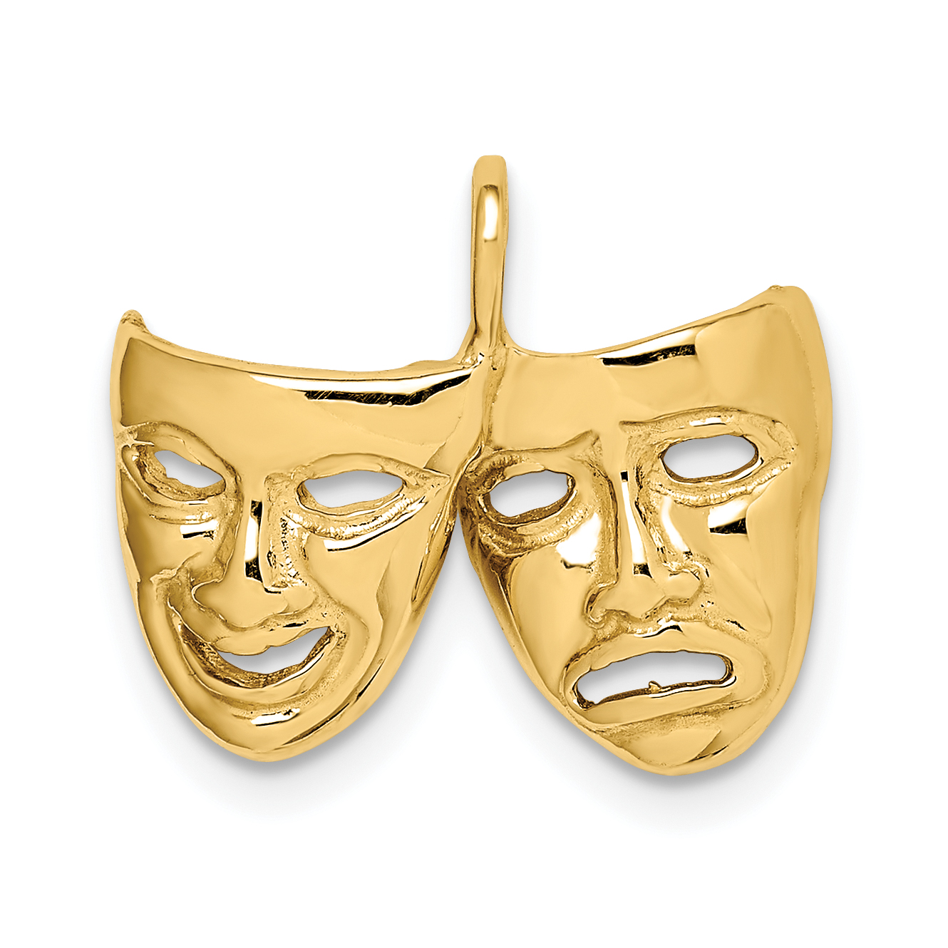 14K Polished Comedy/Tragedy Theater Masks Pendant (D4625)
