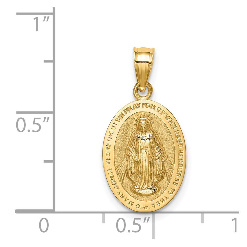 14K Polished Miraculous Medal Pendant (D4674)