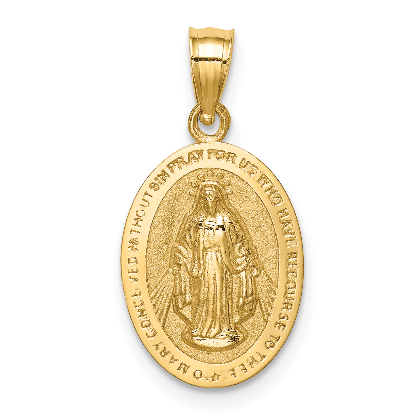 14K Polished Miraculous Medal Pendant (D4674)
