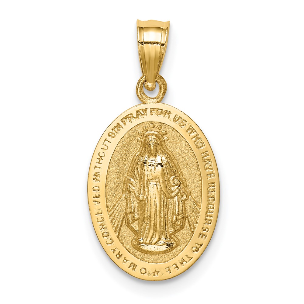 14K Polished Miraculous Medal Pendant (D4674)