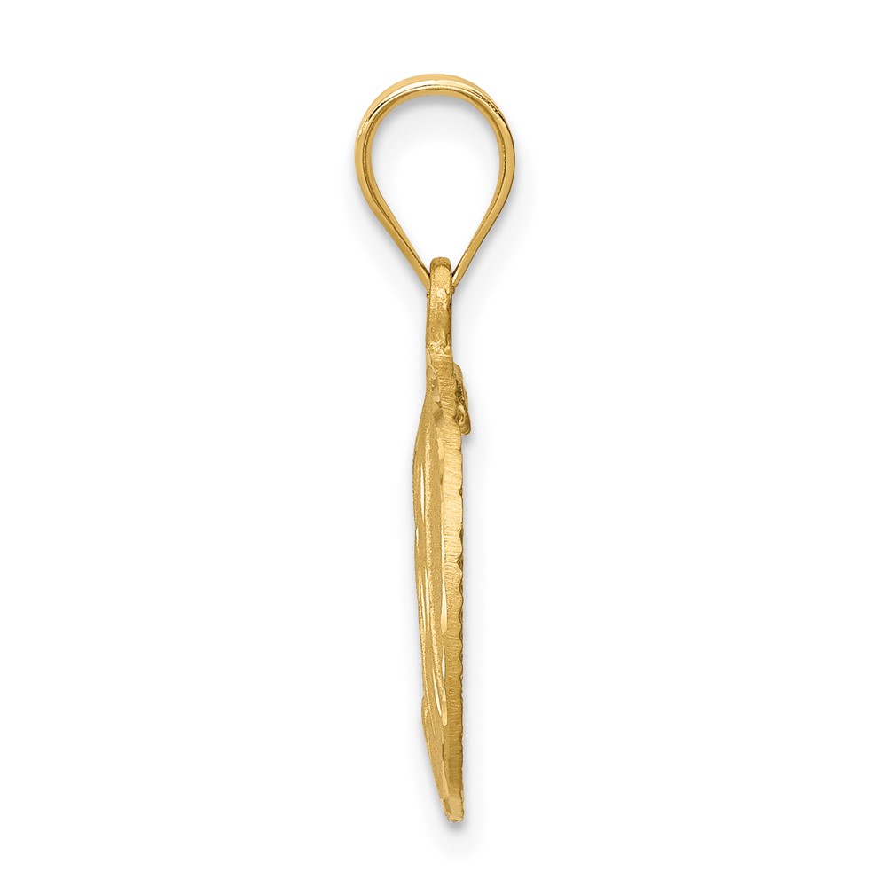 14K Brushed Diamond-Cut Virgin Mary Pendant (D4682)