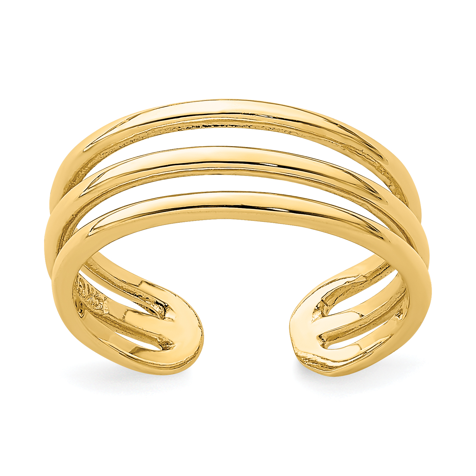 14K Polished 3 Row Toe Ring (D4693)