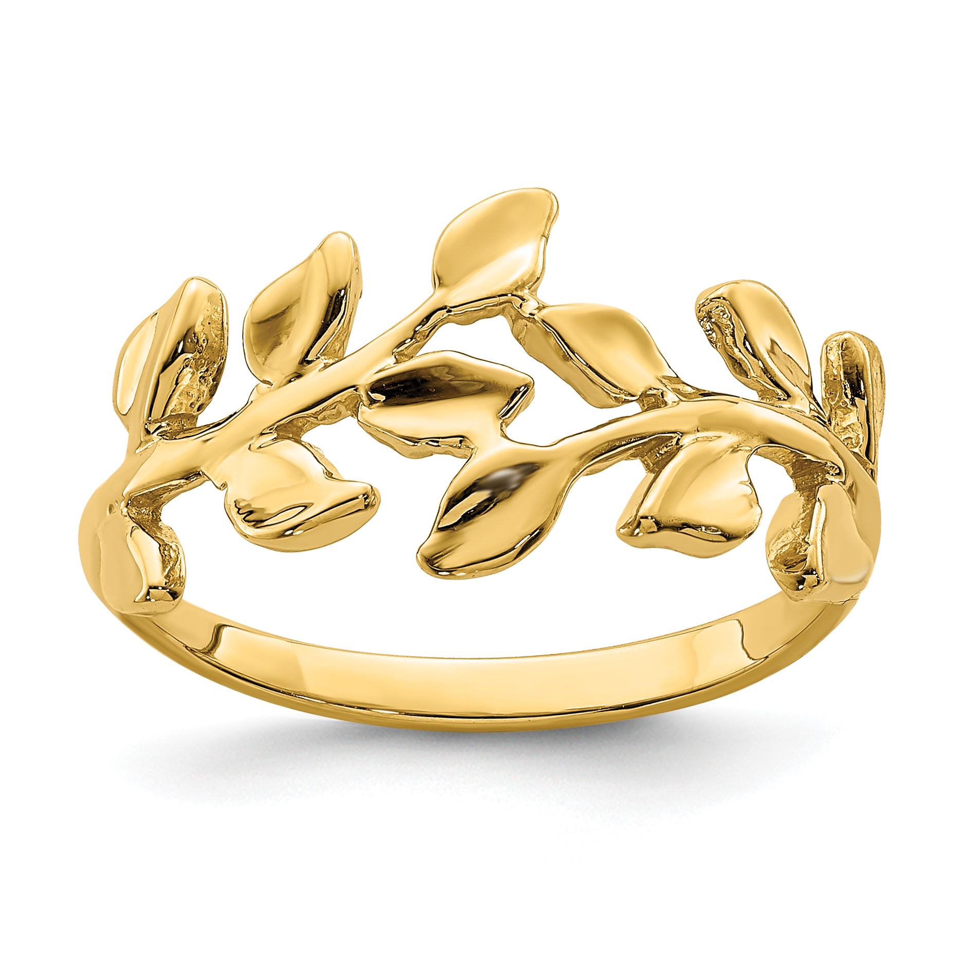 14K Polished Leaf Ring (D4709)