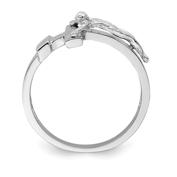 14K White Gold Polished INRI Crucifix Ring