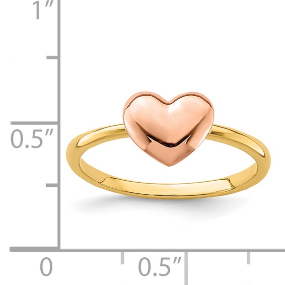 14K Two-tone Polished Heart Ring