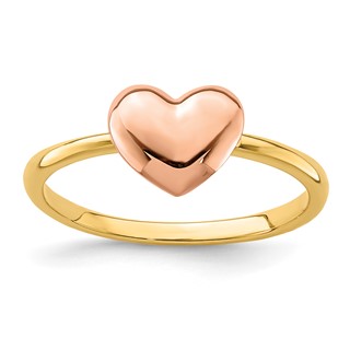 14K Two-tone Polished Heart Ring