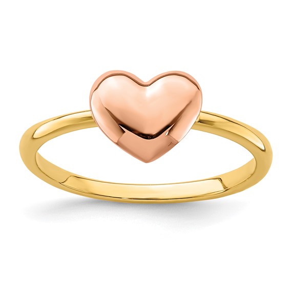 14K Two-tone Polished Heart Ring