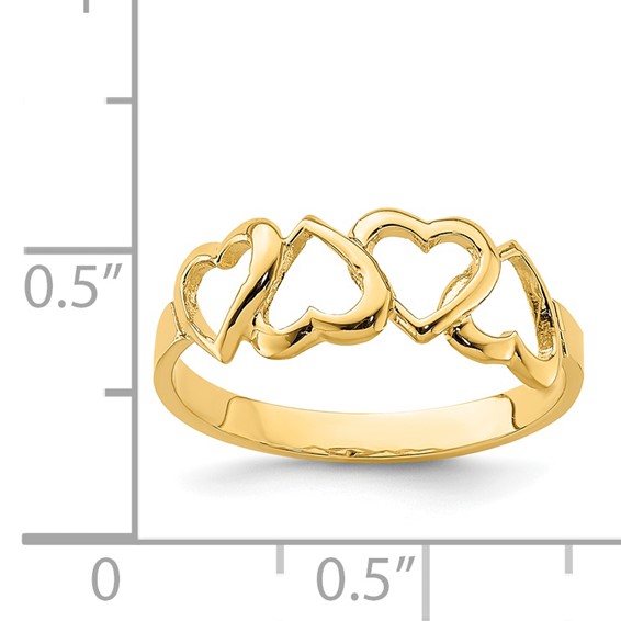 14K Polished Hearts Ring