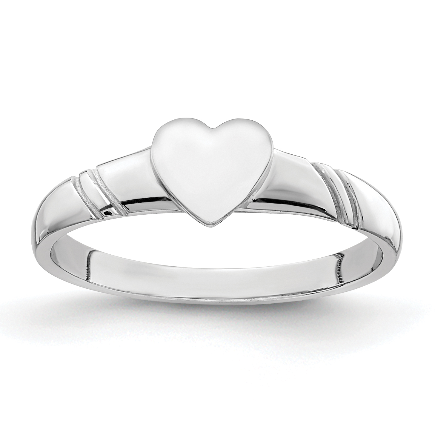 14K White Polished Heart Children's Ring (D4746)