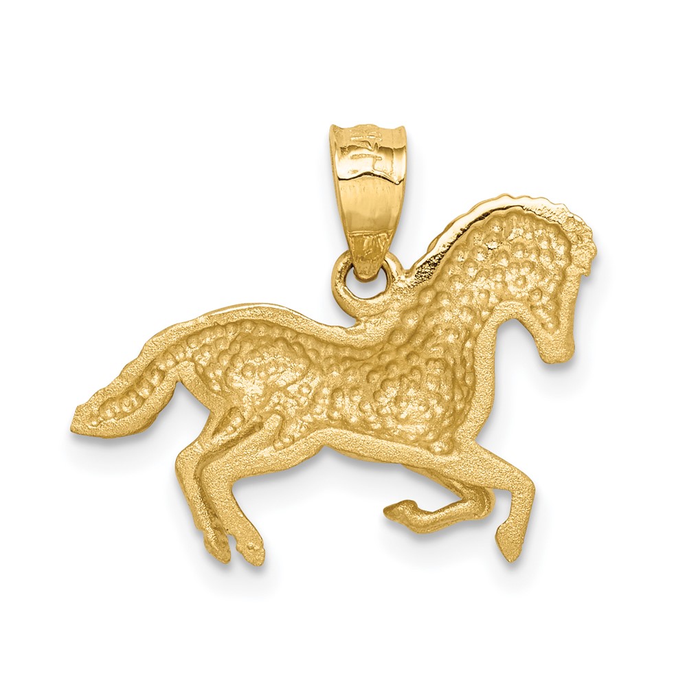 14K Brushed and Diamond-cut Horse Pendant (D4747)