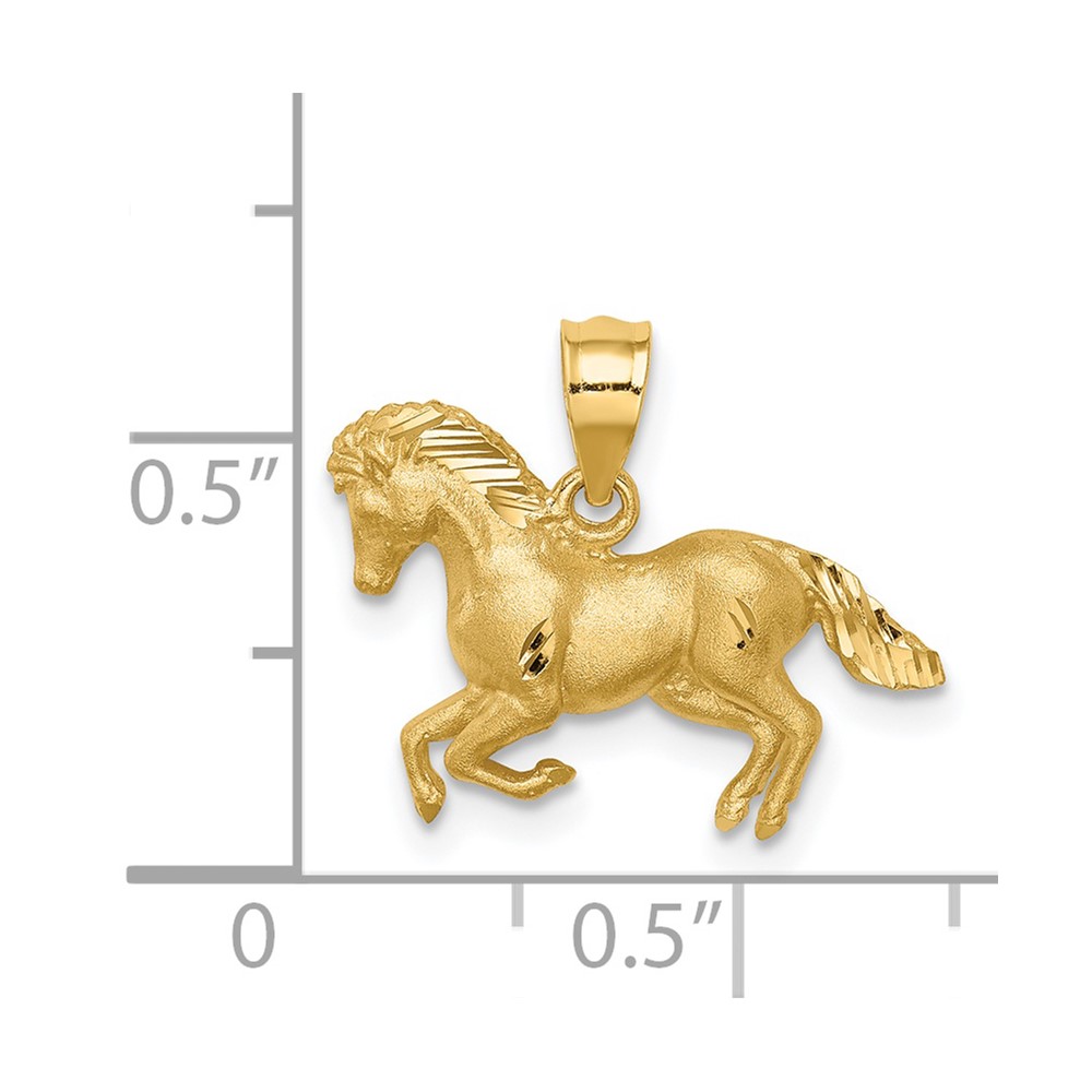 14K Brushed and Diamond-cut Horse Pendant (D4747)