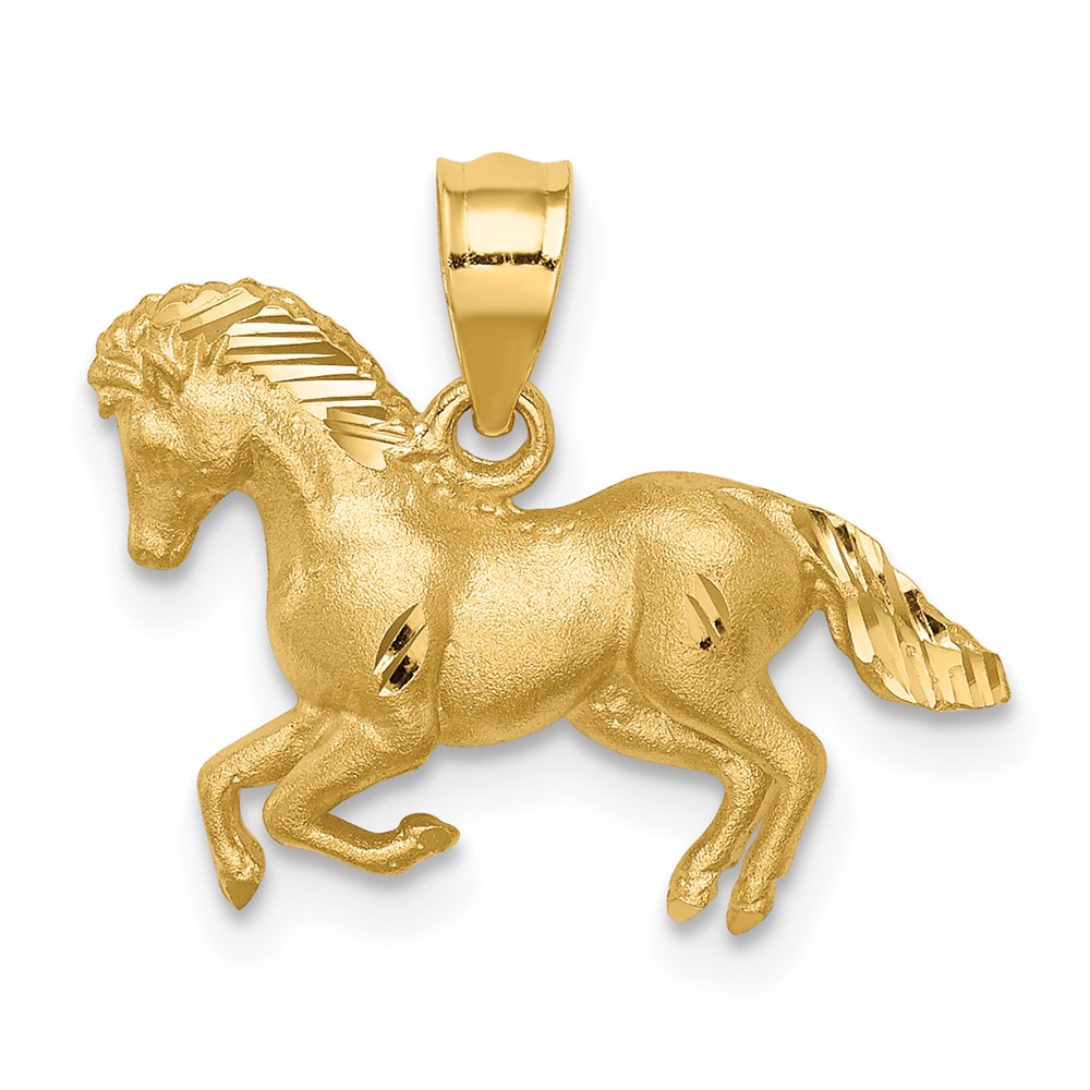 14K Brushed and Diamond-cut Horse Pendant (D4747)