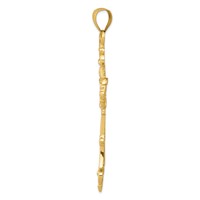 14K Yellow Gold Fleur De Lis Large Cross Pendant view 2
