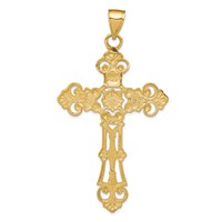 14K Yellow Gold Fleur De Lis Large Cross Pendant view 4