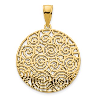 14k Fancy Filigree Swirl Disc Pendant