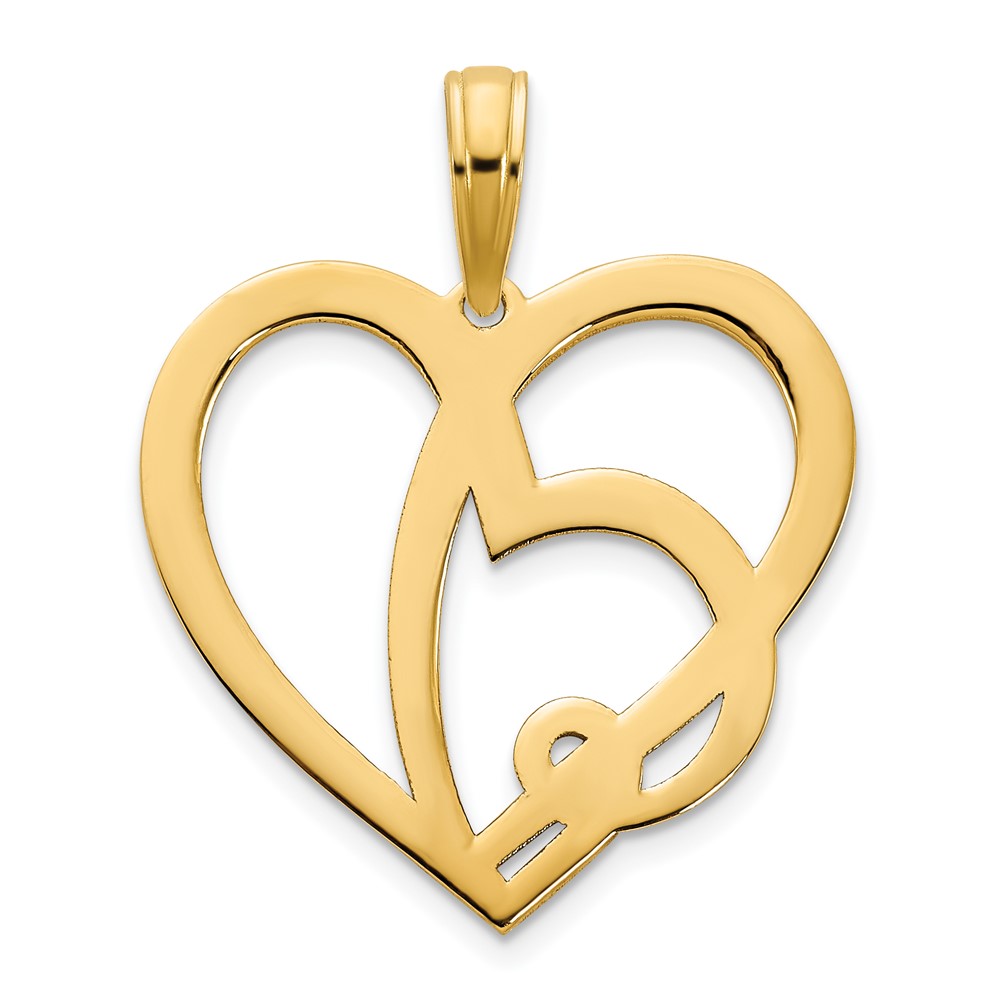 14k  Heart in a Heart Pendant (D5048)