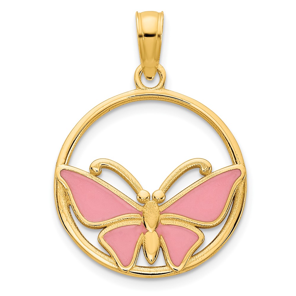 14k Epoxy Butterfly Pendant (D5053)