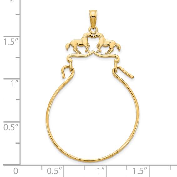 14k Two Horses Charm Holder Pendant