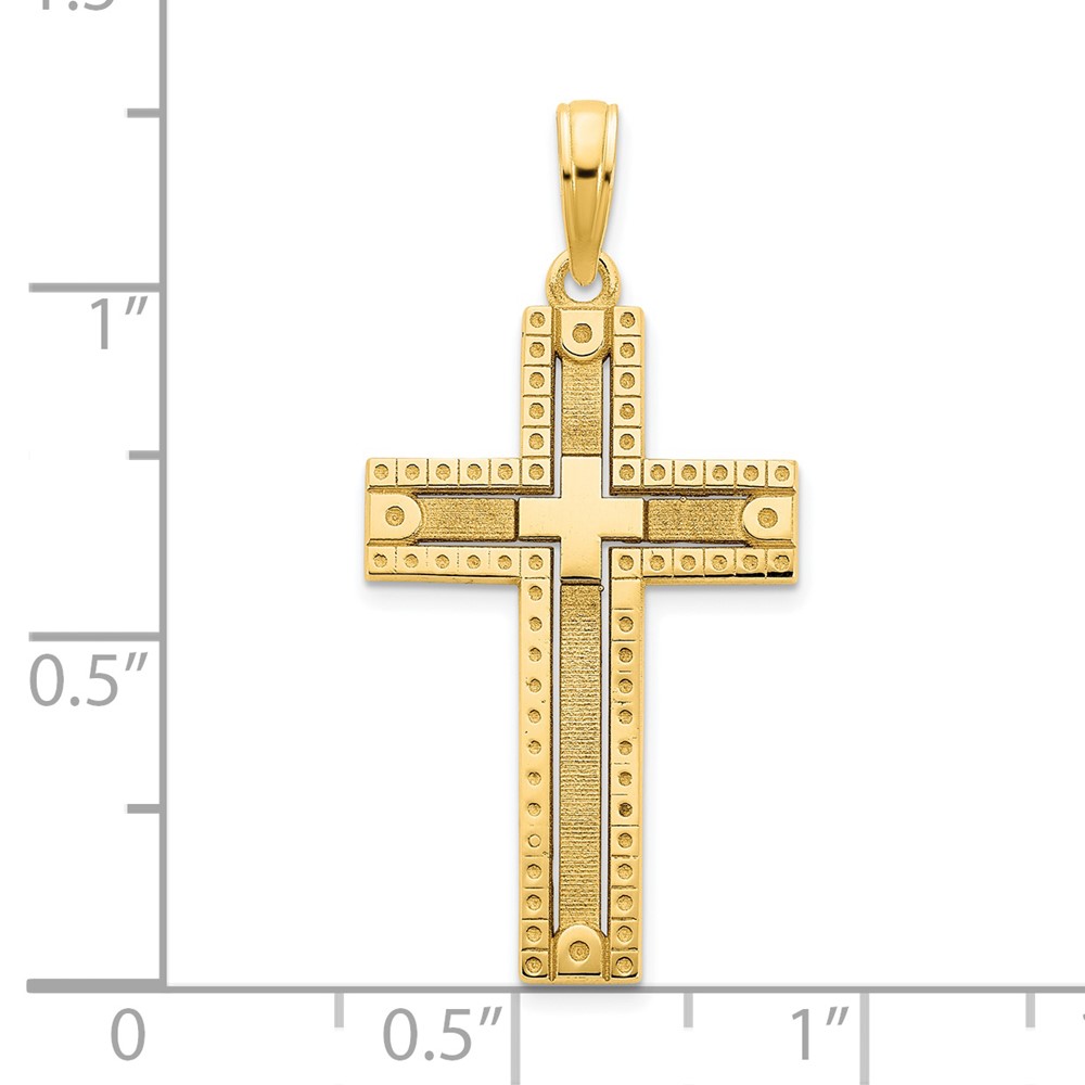 14k Fancy Sandblasted Cross Pendant (D5140)