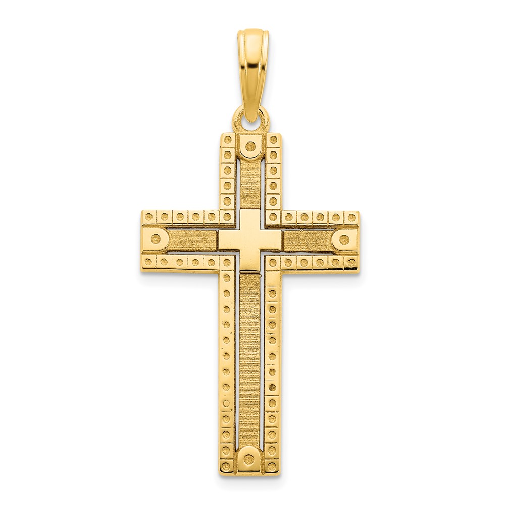 14k Fancy Sandblasted Cross Pendant (D5140)