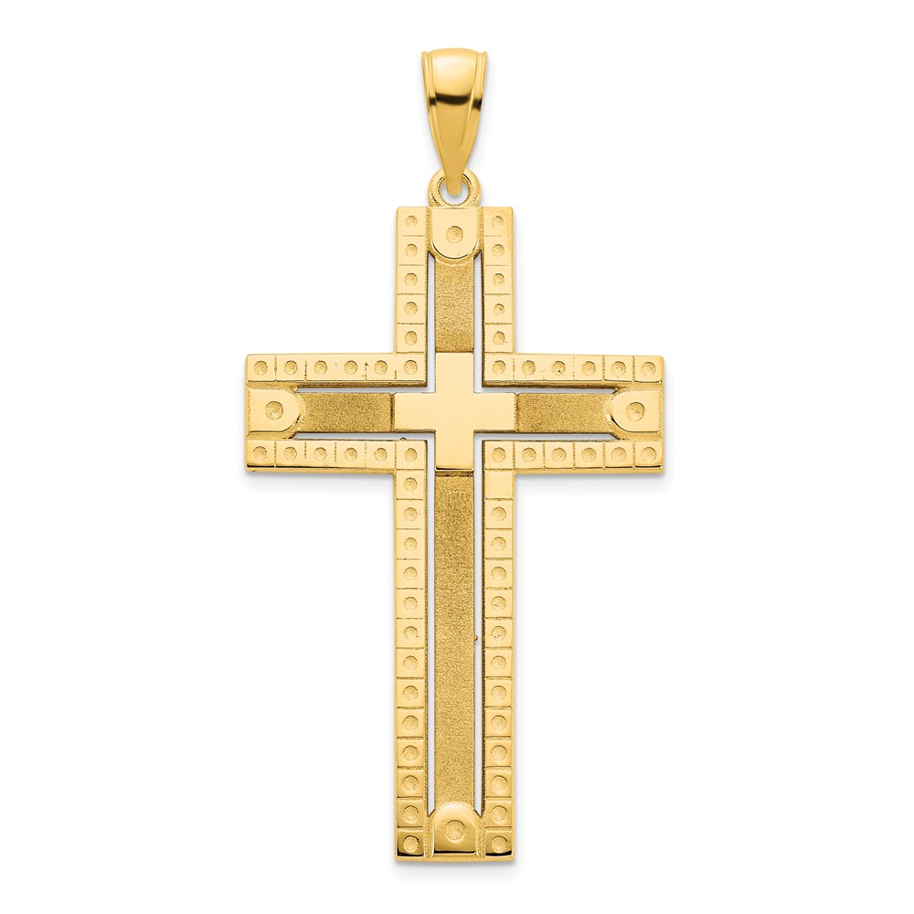 14k Fancy Sandblasted Cross Pendant (D5141)