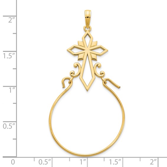 14k Fancy Cross Charm Holder Pendant