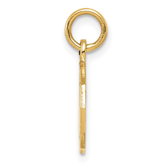 14k Polished and Satin Baptism Spanish Recuerdo Del Bautismo on Back Round Charm