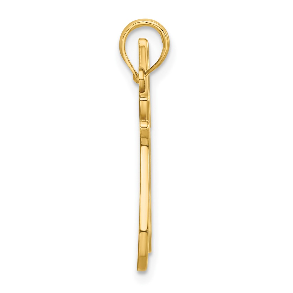 14k Polished Cat Reaching Pendant (D5382)