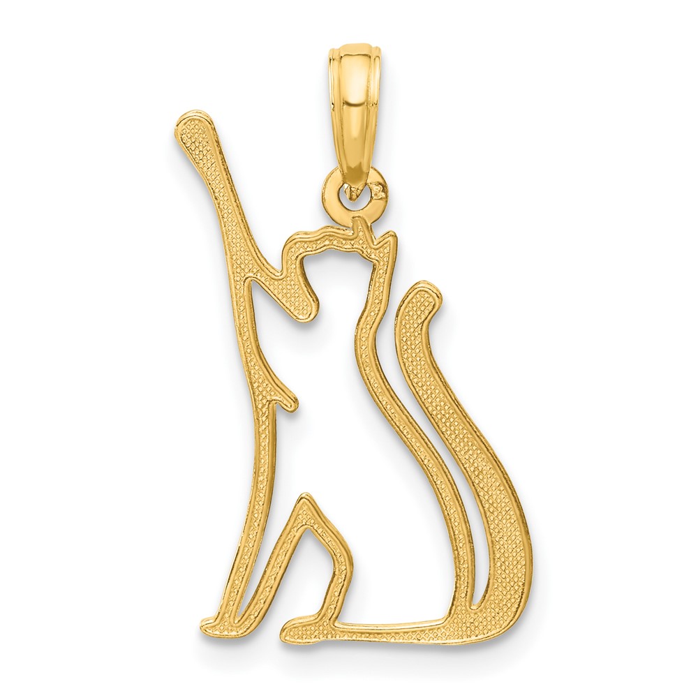 14k Polished Cat Reaching Pendant (D5382)