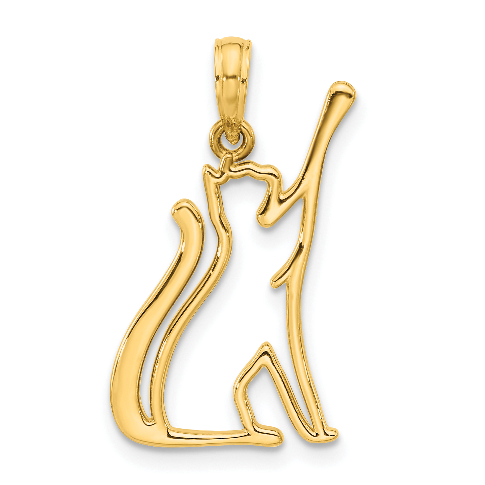 14k Polished Cat Reaching Pendant (D5382)
