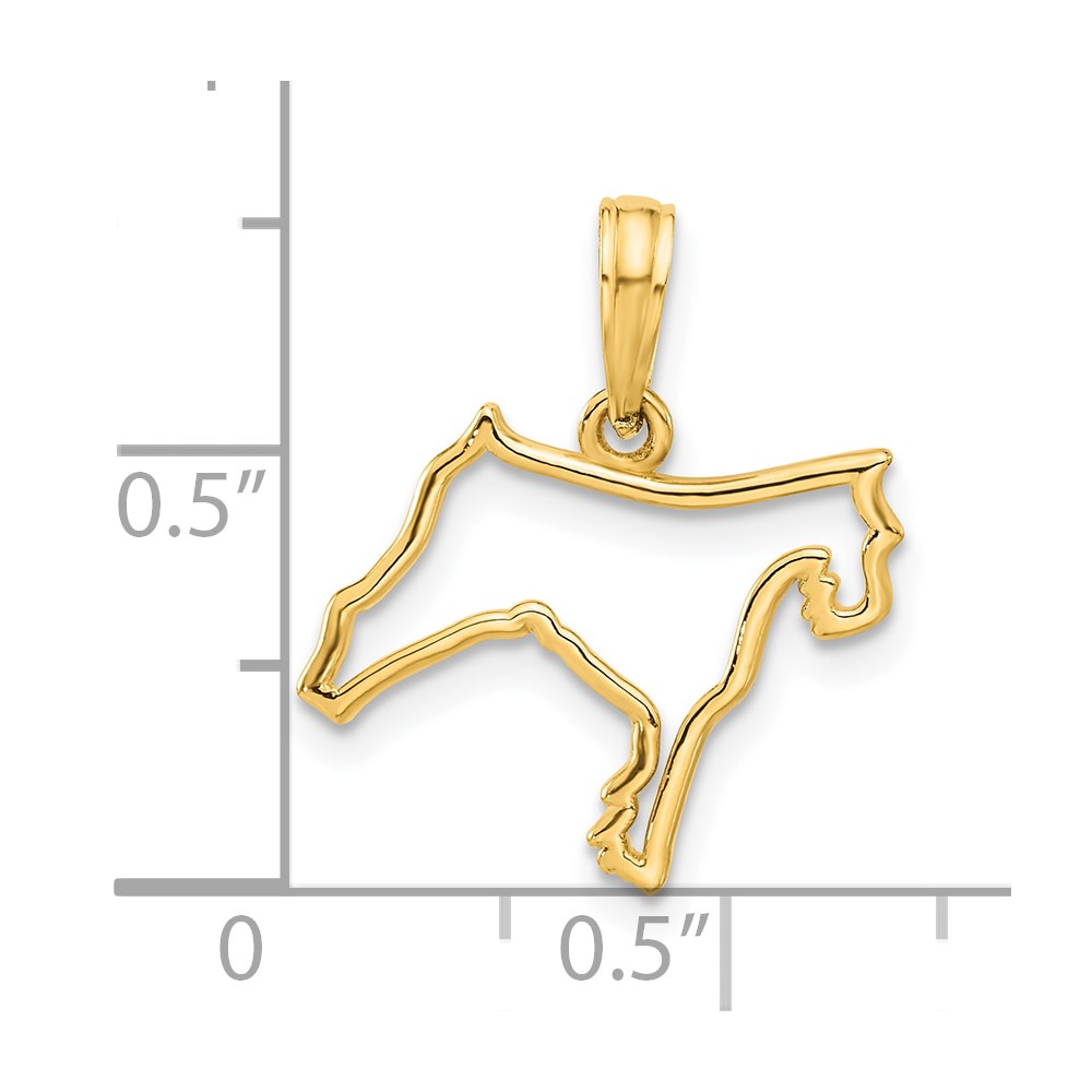 14K Polished Dog Outline Pendant (D5426)