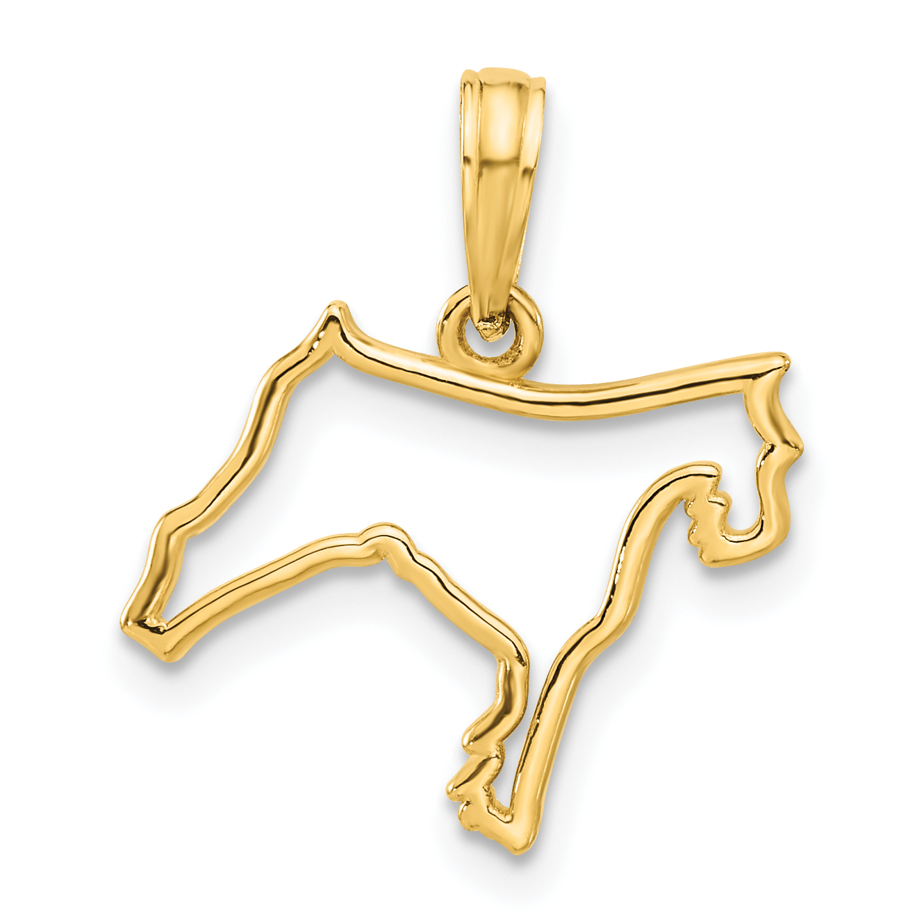 14K Polished Dog Outline Pendant (D5426)