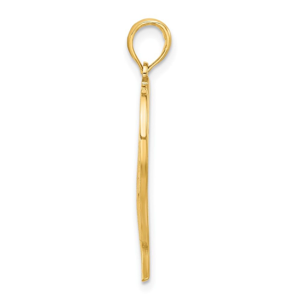 14k Polished Leaf Pendant (D5429)