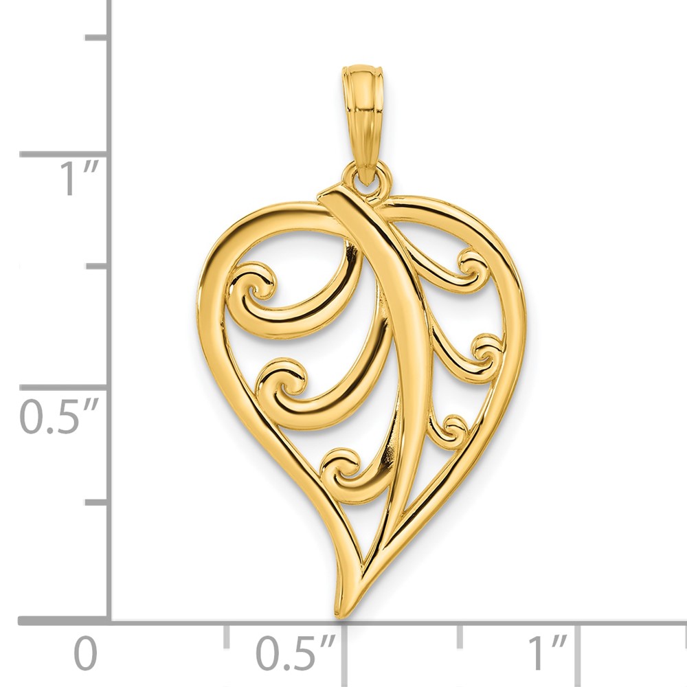 14k Polished Leaf Pendant (D5429)