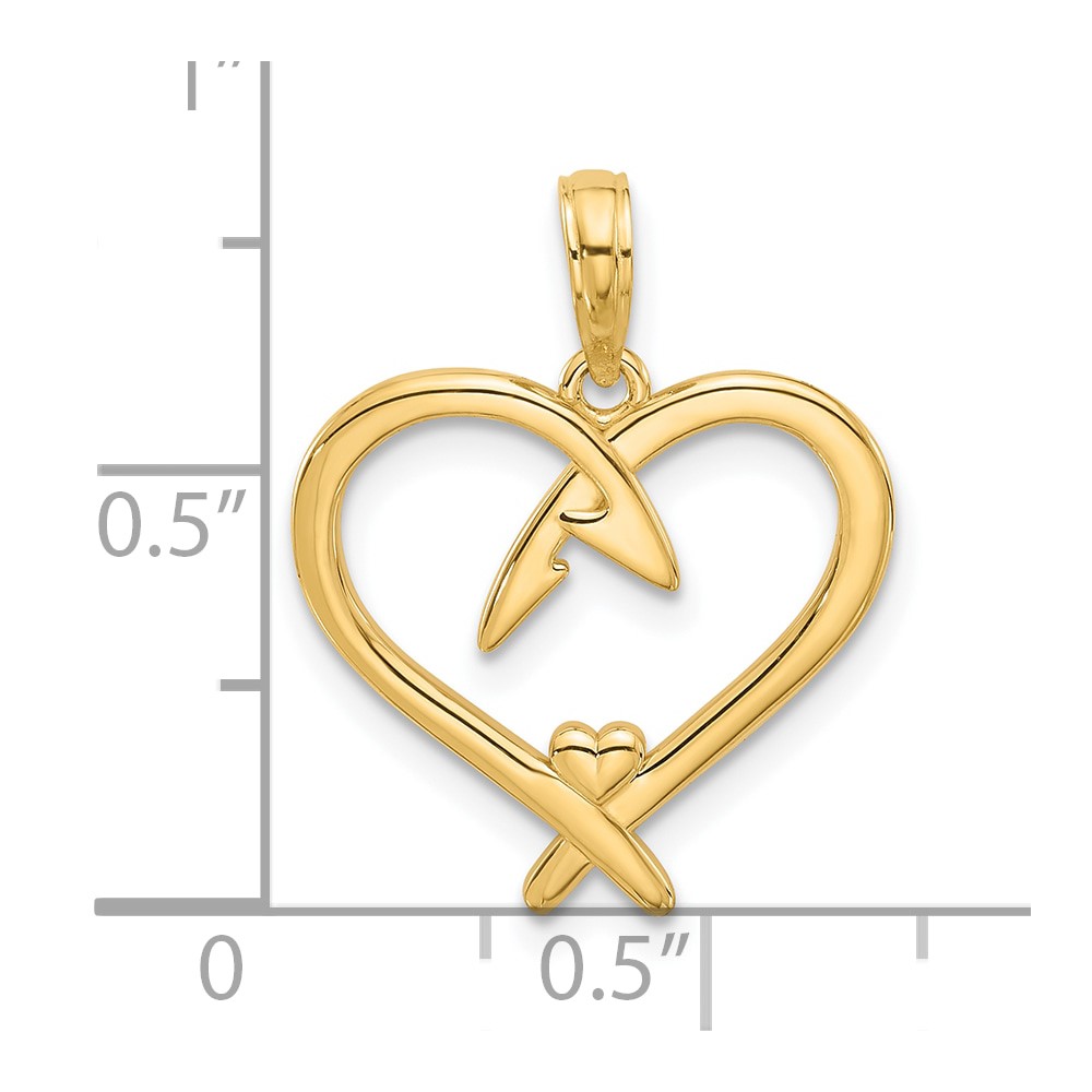14k Fancy Heart Charm (D5435)