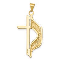 14K Yellow Gold Polished Cross Pendant with Drape view 4