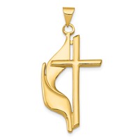 14K Yellow Gold Polished Cross Pendant with Drape view 1