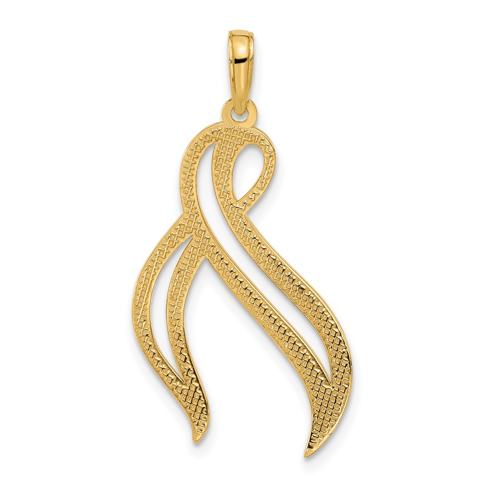 14k Polished Awareness Ribbon Pendant (D5481)