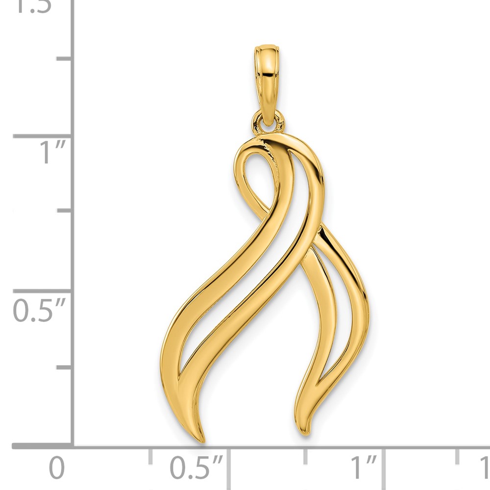 14k Polished Awareness Ribbon Pendant (D5481)