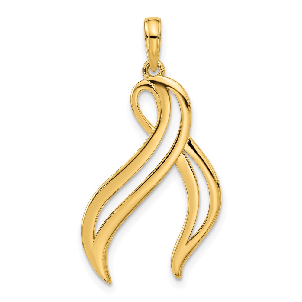 14k Polished Awareness Ribbon Pendant (D5481)