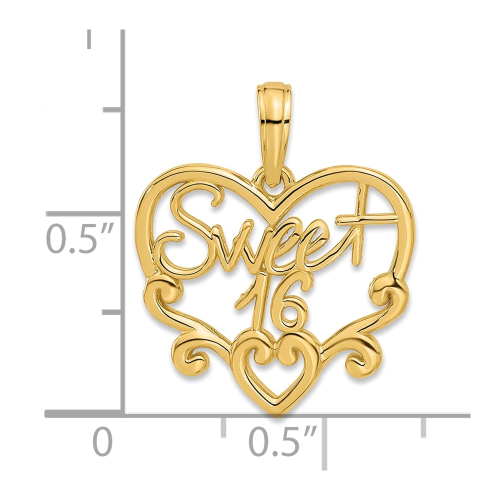 14k Fancy Sweet 16 Charm (D5482)