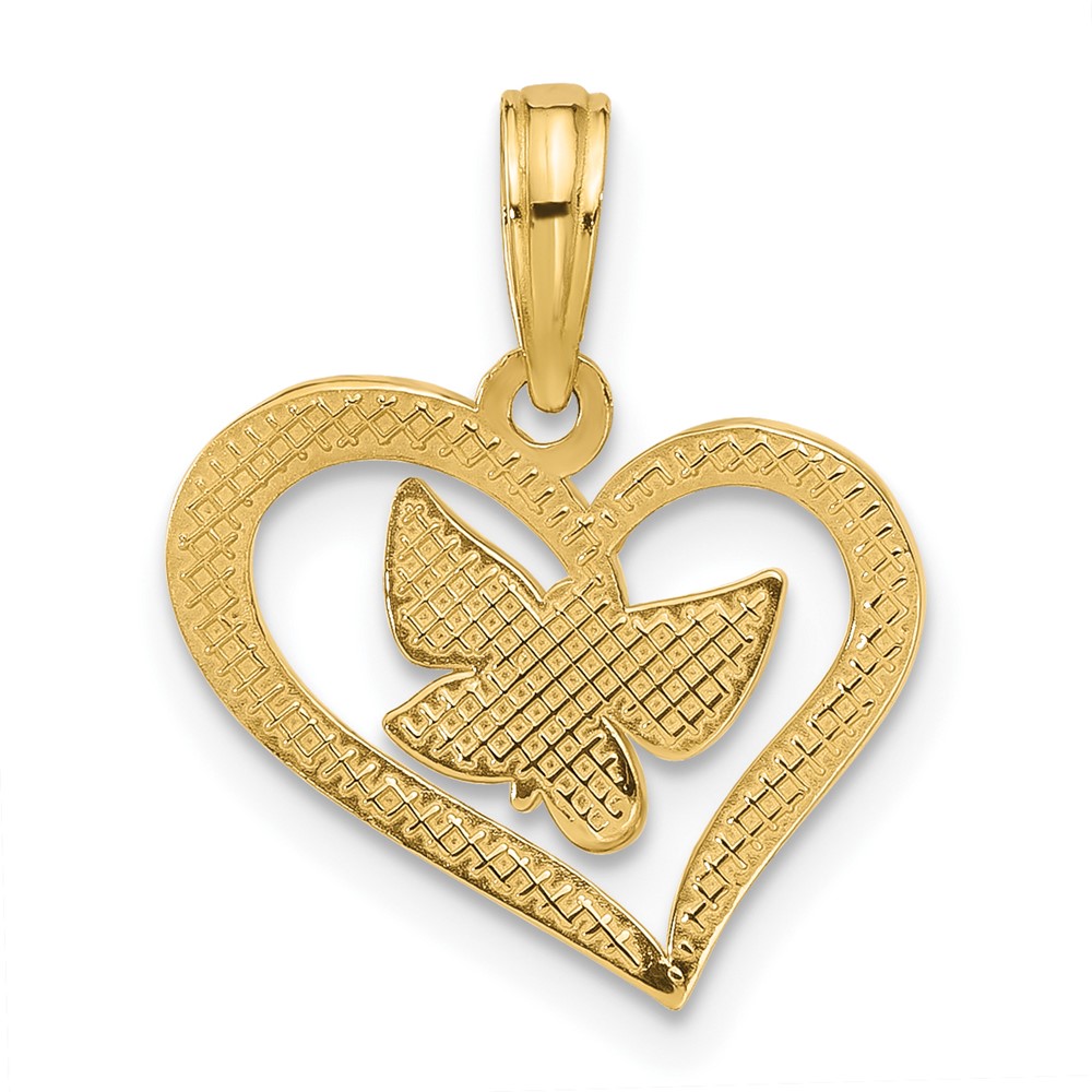 14k Polished Fancy Heart and Butterfly Charm (D5485)
