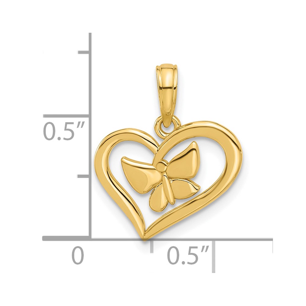 14k Polished Fancy Heart and Butterfly Charm (D5485)