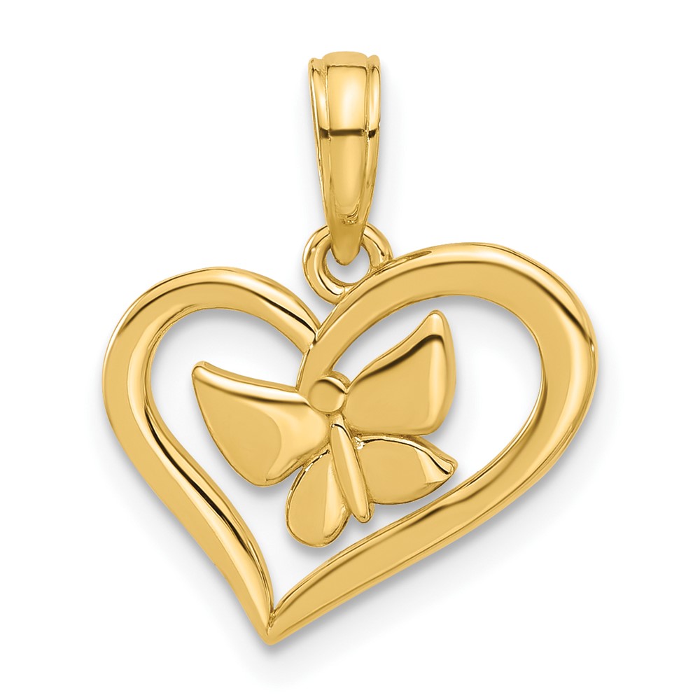 14k Polished Fancy Heart and Butterfly Charm (D5485)