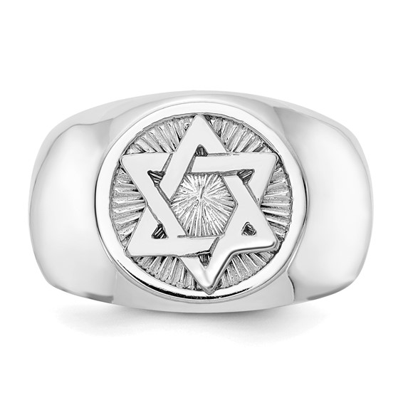 14k White Gold MEN'S STAR OF DAVID RING