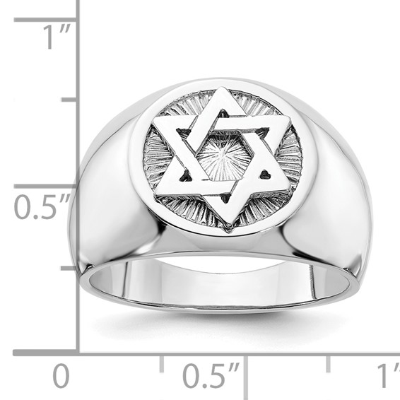 14k White Gold MEN'S STAR OF DAVID RING