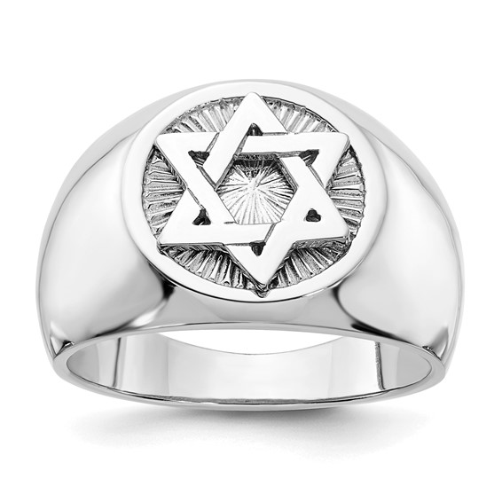 14k White Gold MEN'S STAR OF DAVID RING