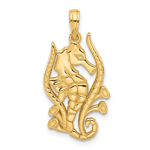 14K Polished Fancy Seahorse Charm